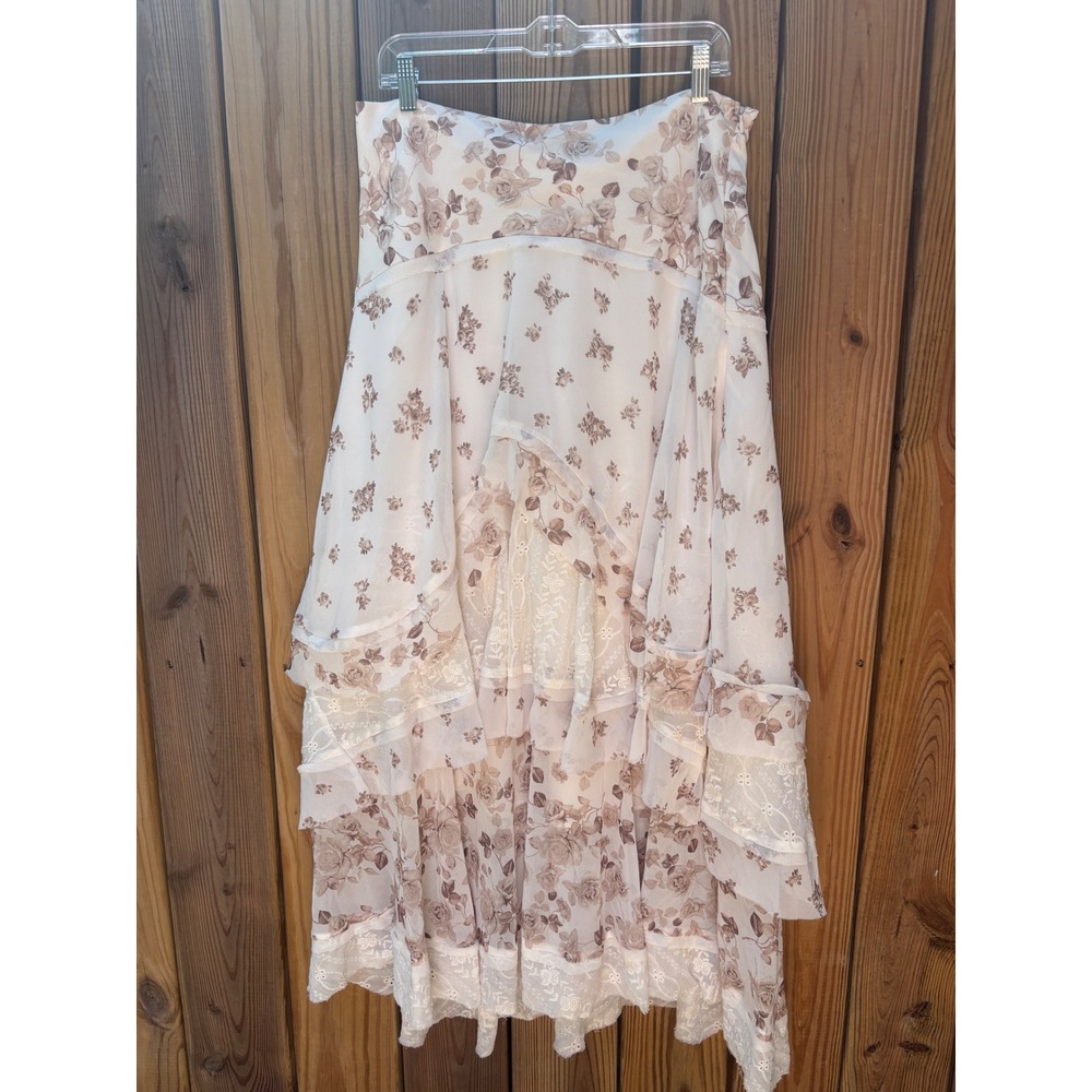 Altard State Bellani Floral Tiered Lace Maxi Skirt Ivory Mocha XL NEW - Picture 2 of 10